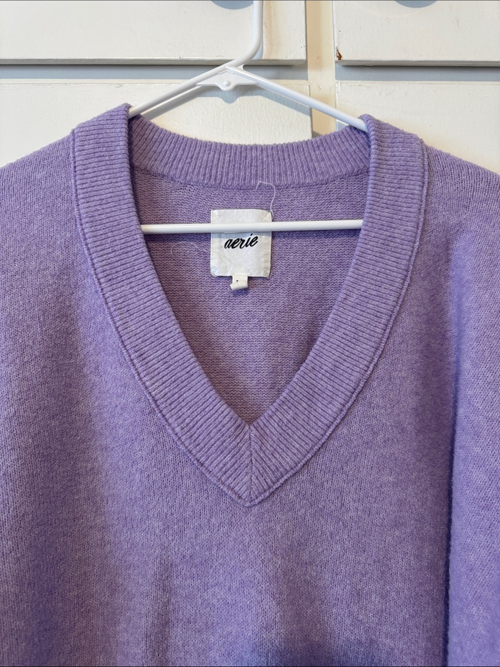 aerie Lilac V-Neck Knit Sweater - Picture 2 of 5